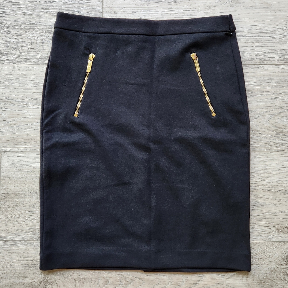 MICHAEL Michael Kors Black Skirt Womens 2 Gold Zippers Pencil